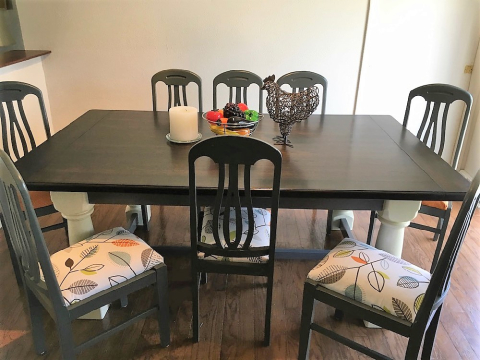 Table With Re-upholstered Chairs