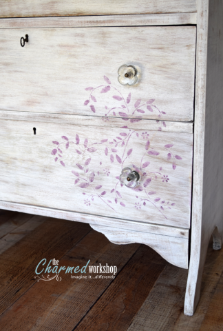 Faded violet stencil detail